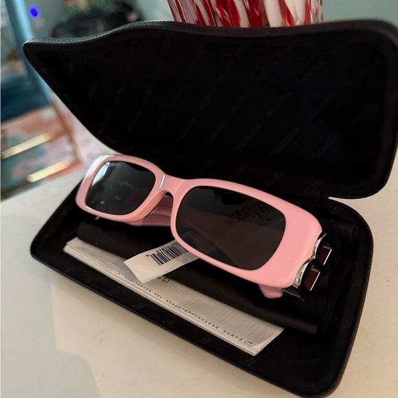 NWT - BALENCIAGA Dynasty Rectangular Sunglasses, 51mm Pink/Silver/Solid - Picture 11 of 12